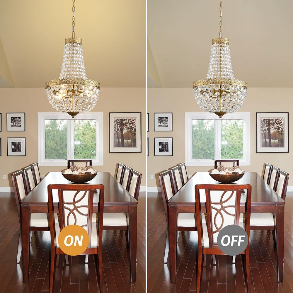 Mini French Country Crystal Vintage Small Brass Chandelier Lighting
