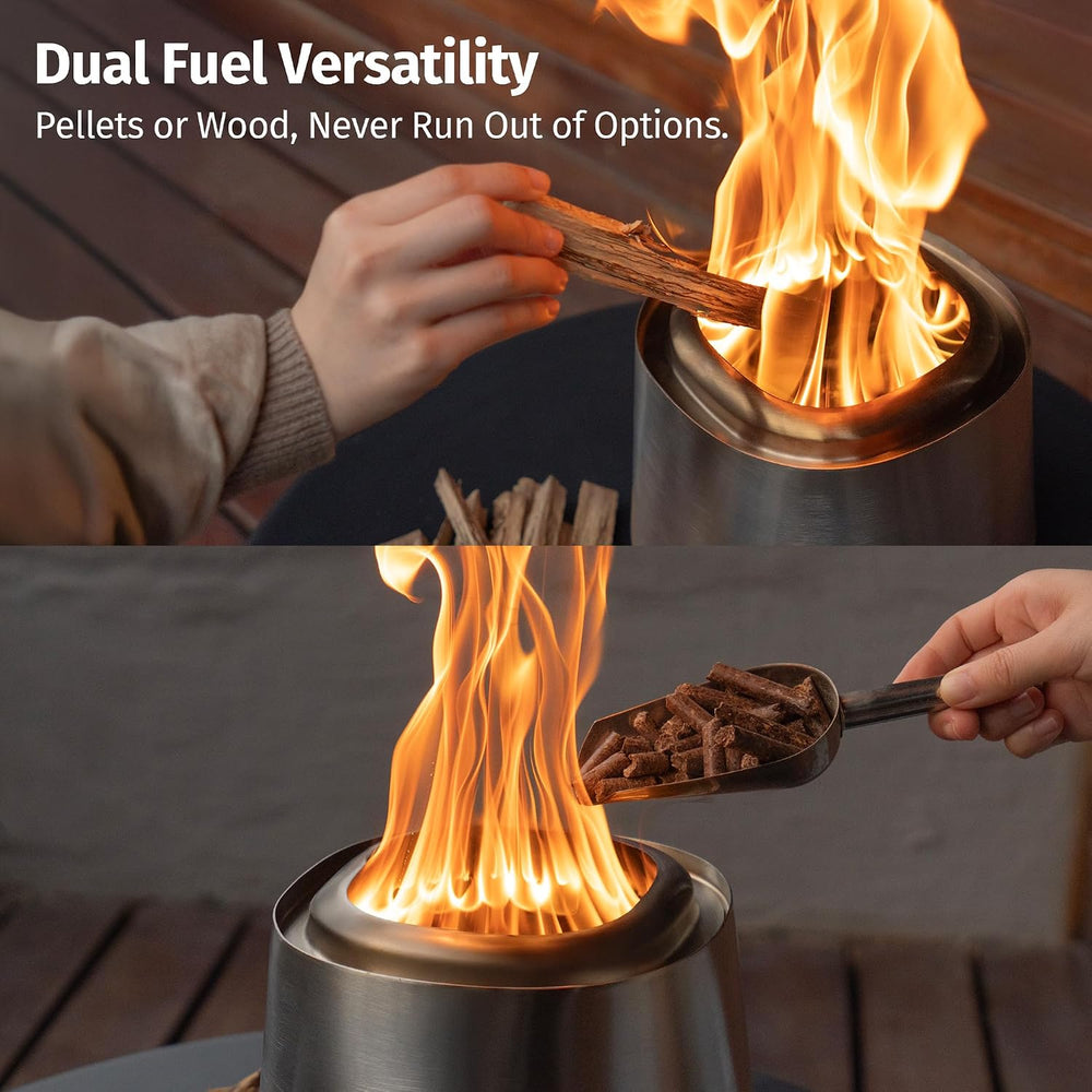 East Oak Fuoco 7 Inch Tabletop Smokeless Fire Pit, 3-in-1 Ash Pan Portable Wo...