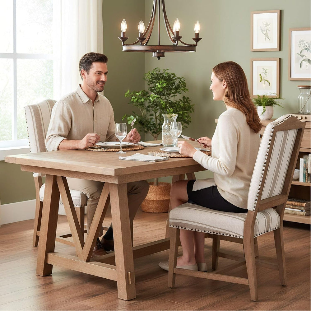 ROCITY Linen Dining Chairs Set of 6 Upholstered Farmhouse Dining Room Chairs ...