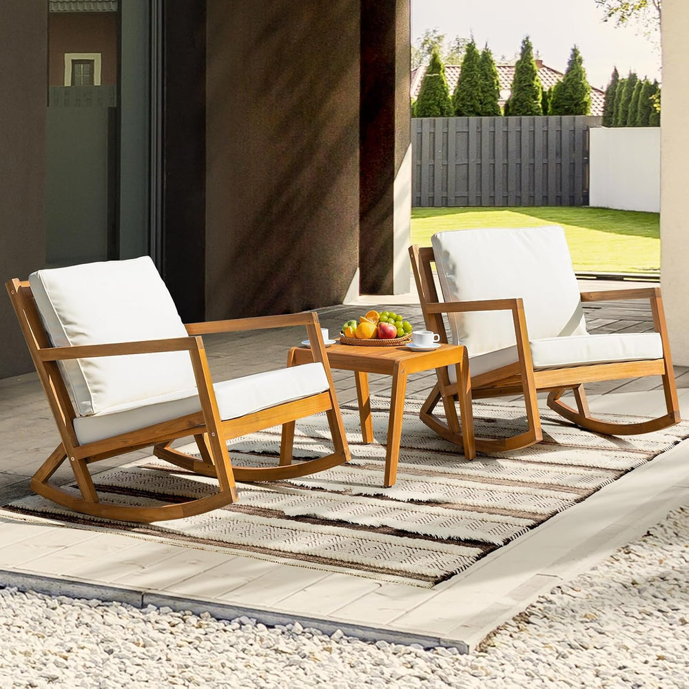 IDZO Outdoor Conversation Rocking Chairs, 3-Piece Patio Bistro Set, 400 lbs