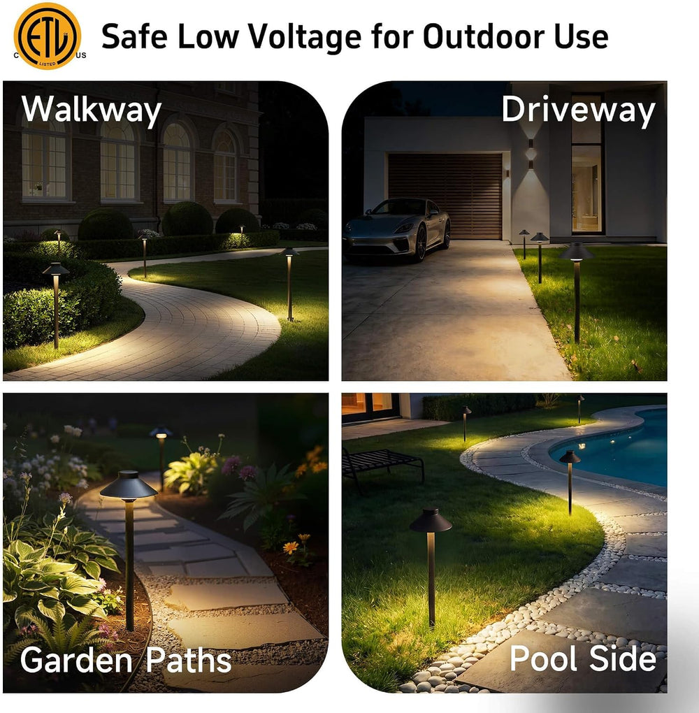 Gardenreet Solid Brass Pathway Light - 12v Landscape Path Lights Outdoor Wate...