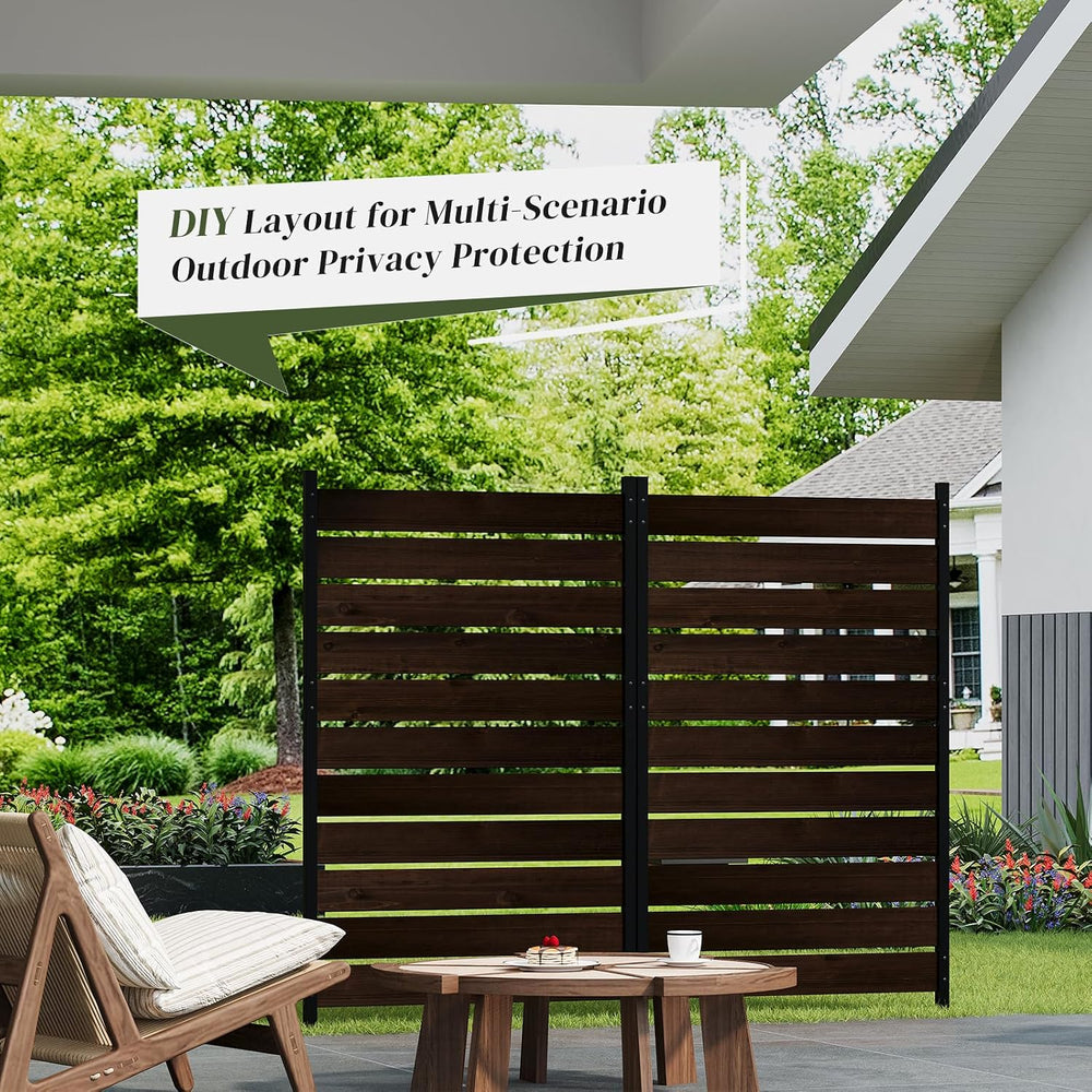 61" H x 38" W No Dig Wood Privacy Screen Fence Panel, Outdoor Decor...
