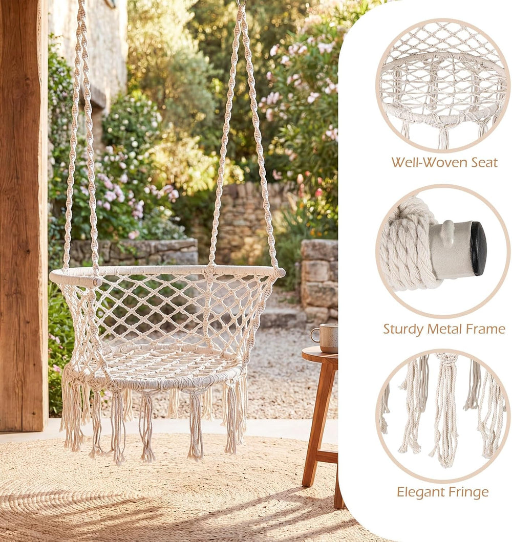 Giantex Hammock Chair, Macrame Swing Chair with 350 Lbs Capacity, Handwoven T...