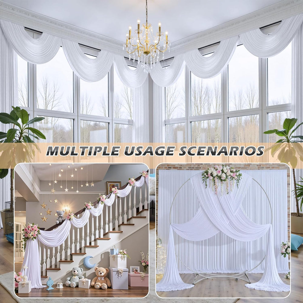 20 ft×20 ft White Ceiling Curtain Drapes for Weddings Parties, Wrinkle Free P...