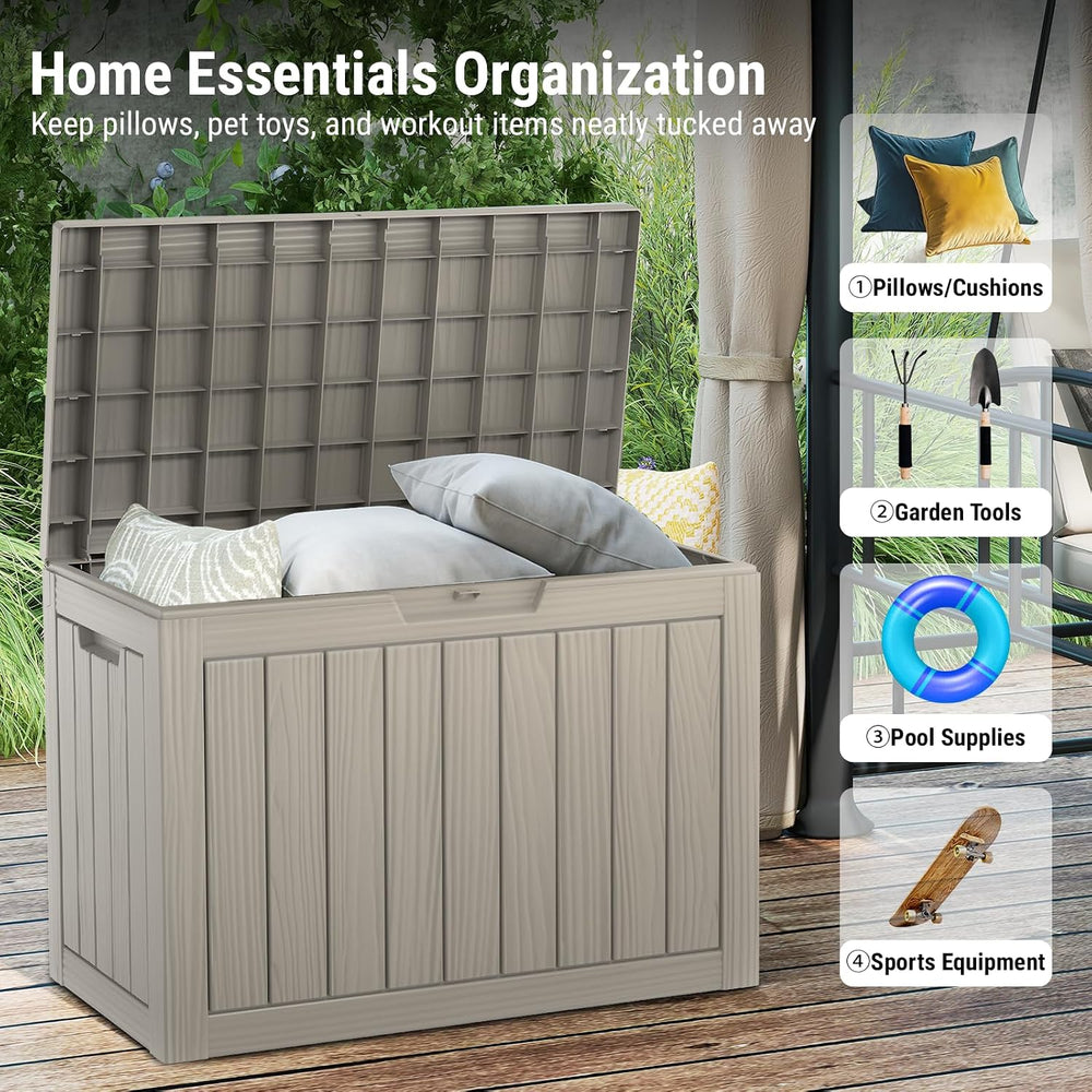 Mars Villa Deck Box, Outdoor Storage Box Waterproof, 45 Gallon, Grey