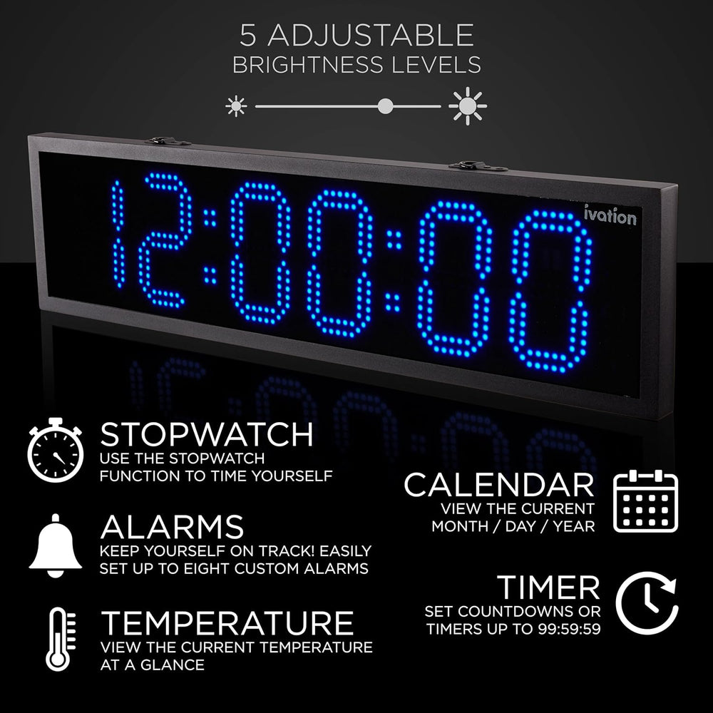 Ivation Large Outdoor Waterproof Digital Clock w/Big Display & Timer, 36&...
