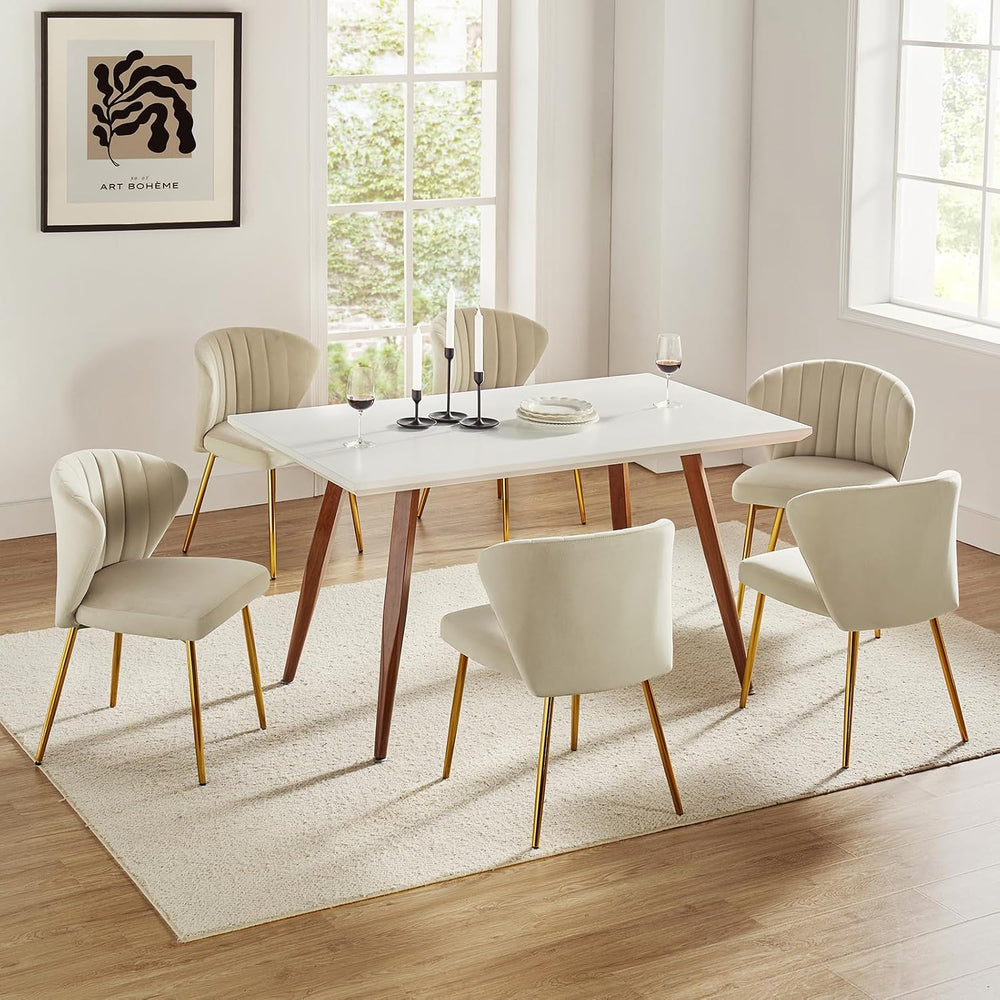 HULALA HOME Velvet Dining Chairs, Modern Small Armless Accent Chair with Gold...