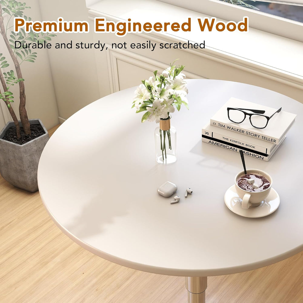 NOBPEINT Round Pub Table, Height Adjustable Bar Table 27-36 inches, 360 Swive...