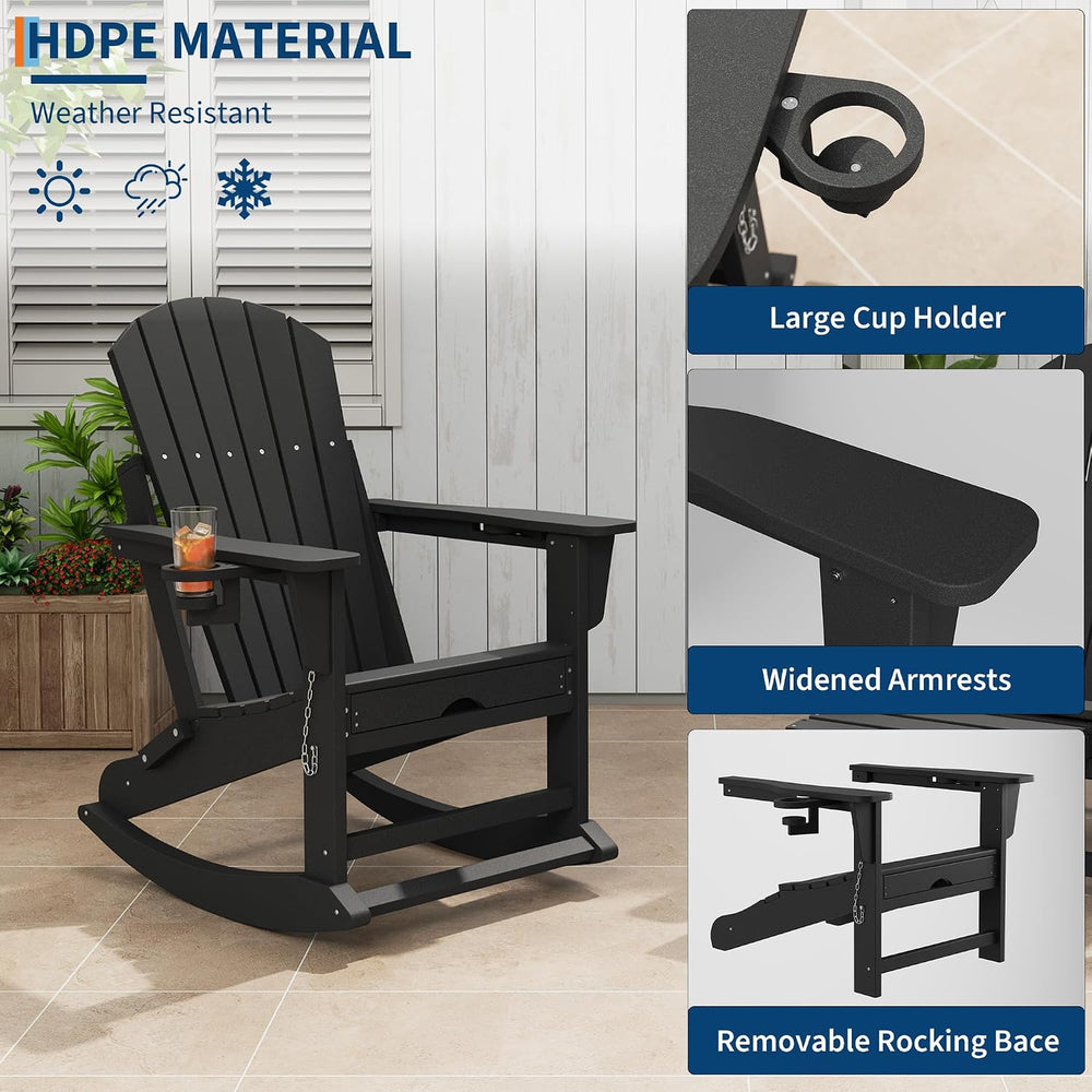 Rocking Adirondack Chairs Set of 2, Folding Adirondack Rocking Chair With Foo...
