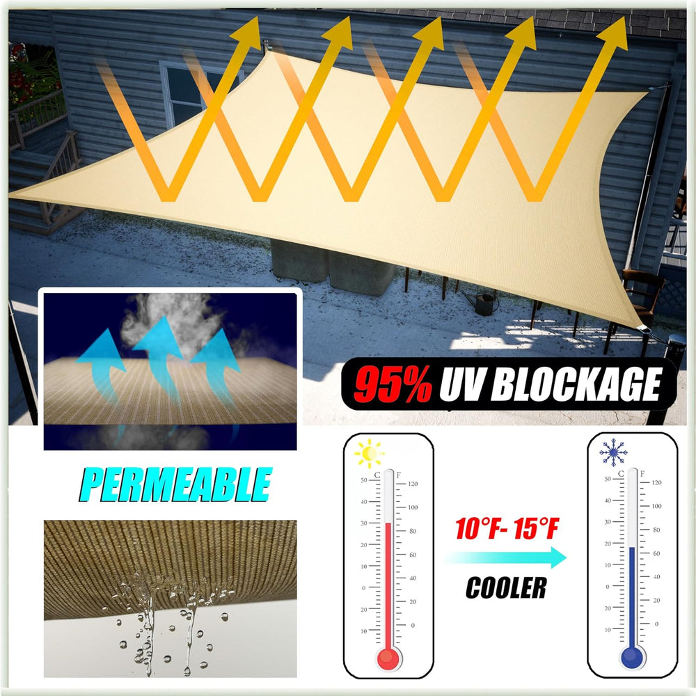 Amgo 20' x 20' x 28.3'Beige Right Triangle Sun Shade Sail Outdoor...