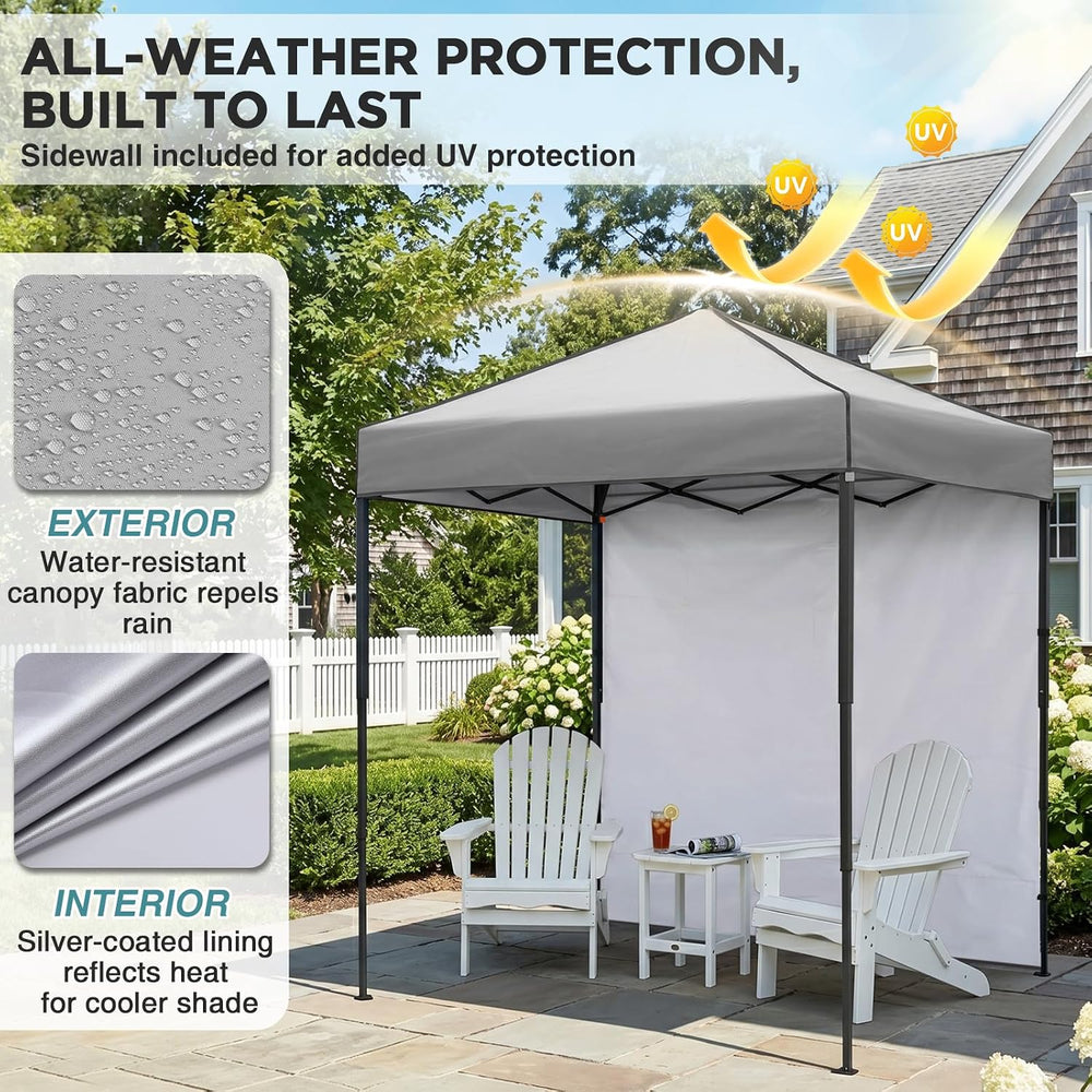 EAGLE PEAK 6x4 Instant Pop Up Canopy Tent with 1 Sidewall, Gray