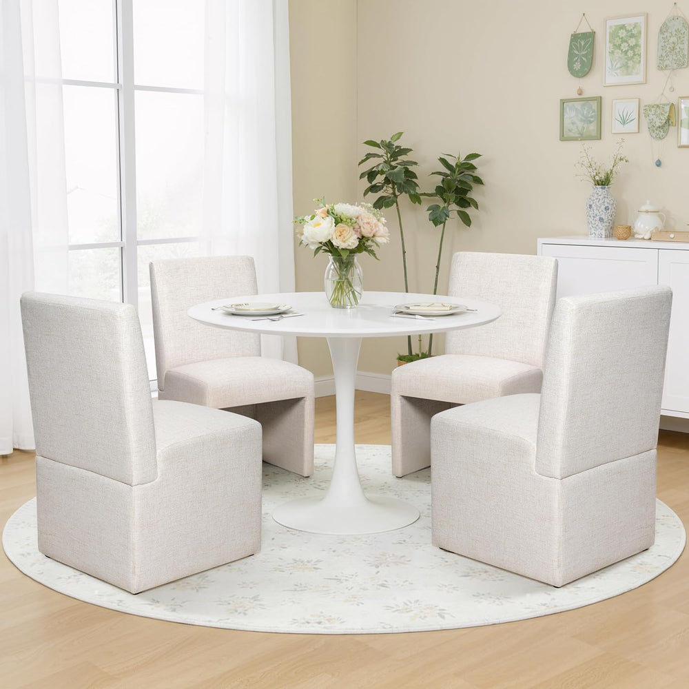 RNKSFX Beige Upholstered Dining Chairs Set of 2, Kitchen & Dining Room Ch...