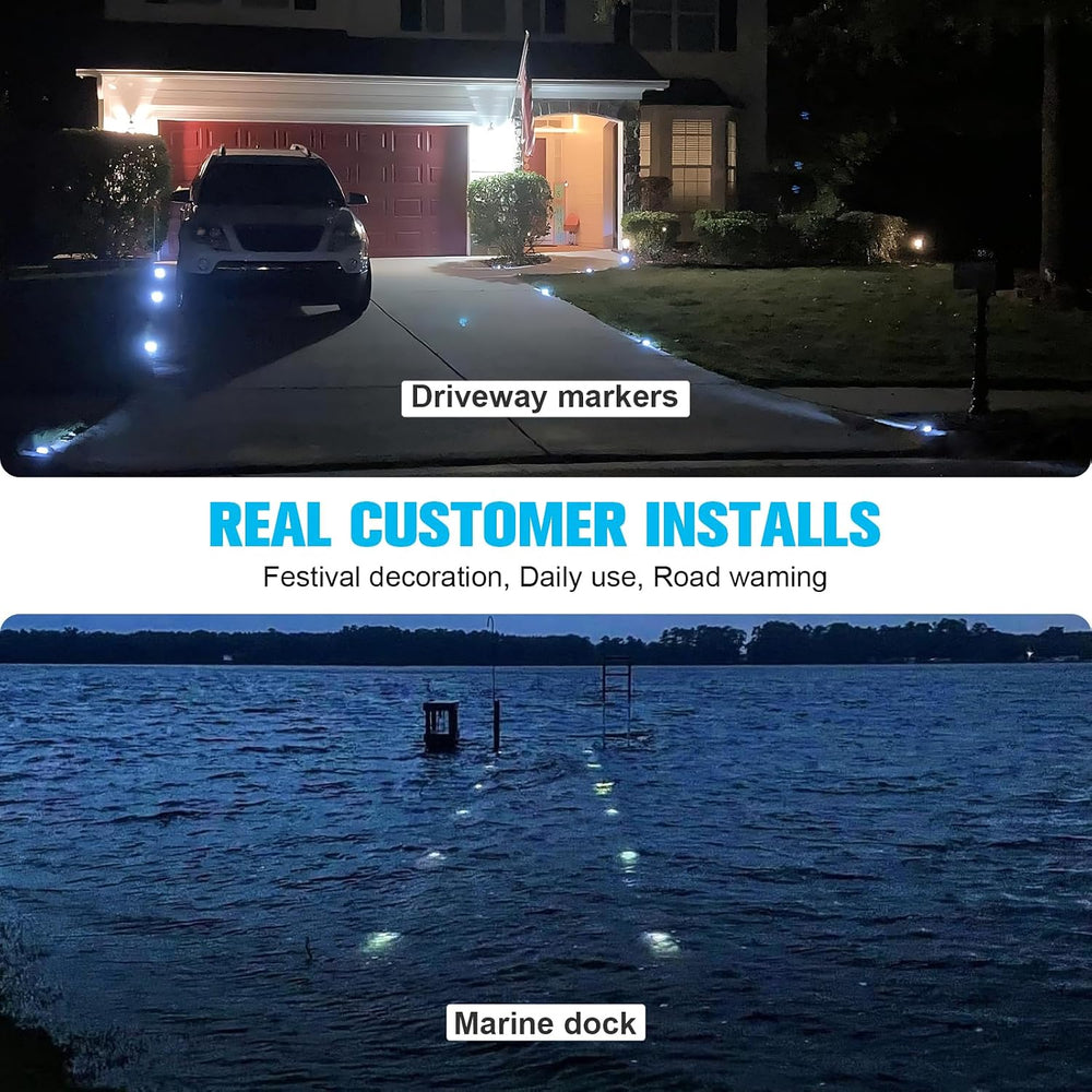 VOLISUN Solar Deck Driveway Dock Lights,Solar Pathway Lights,Green 4 Pack