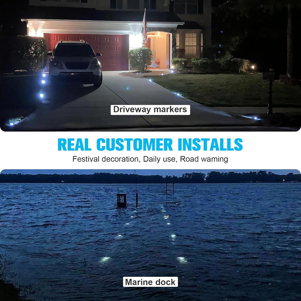 VOLISUN Solar Deck Driveway Dock Lights,Solar Pathway Lights,Warm 12 Pack