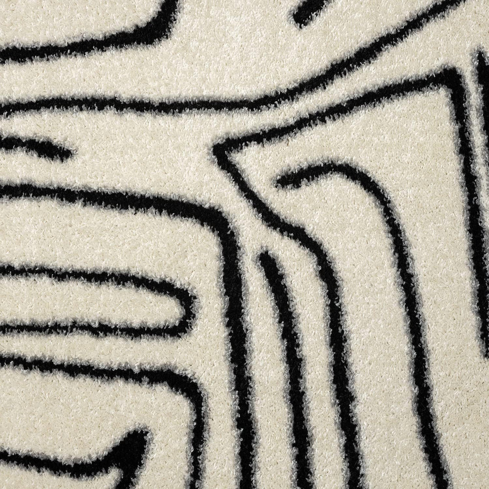 Abani Abstract Beige/Black Area Rug - 5'x8' - Modern Animal/Natural L...