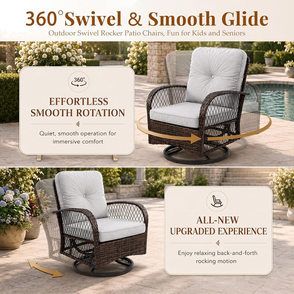 Outdoor Swivel Rocker Patio Chairs, 3 Piece Patio Furniture Set