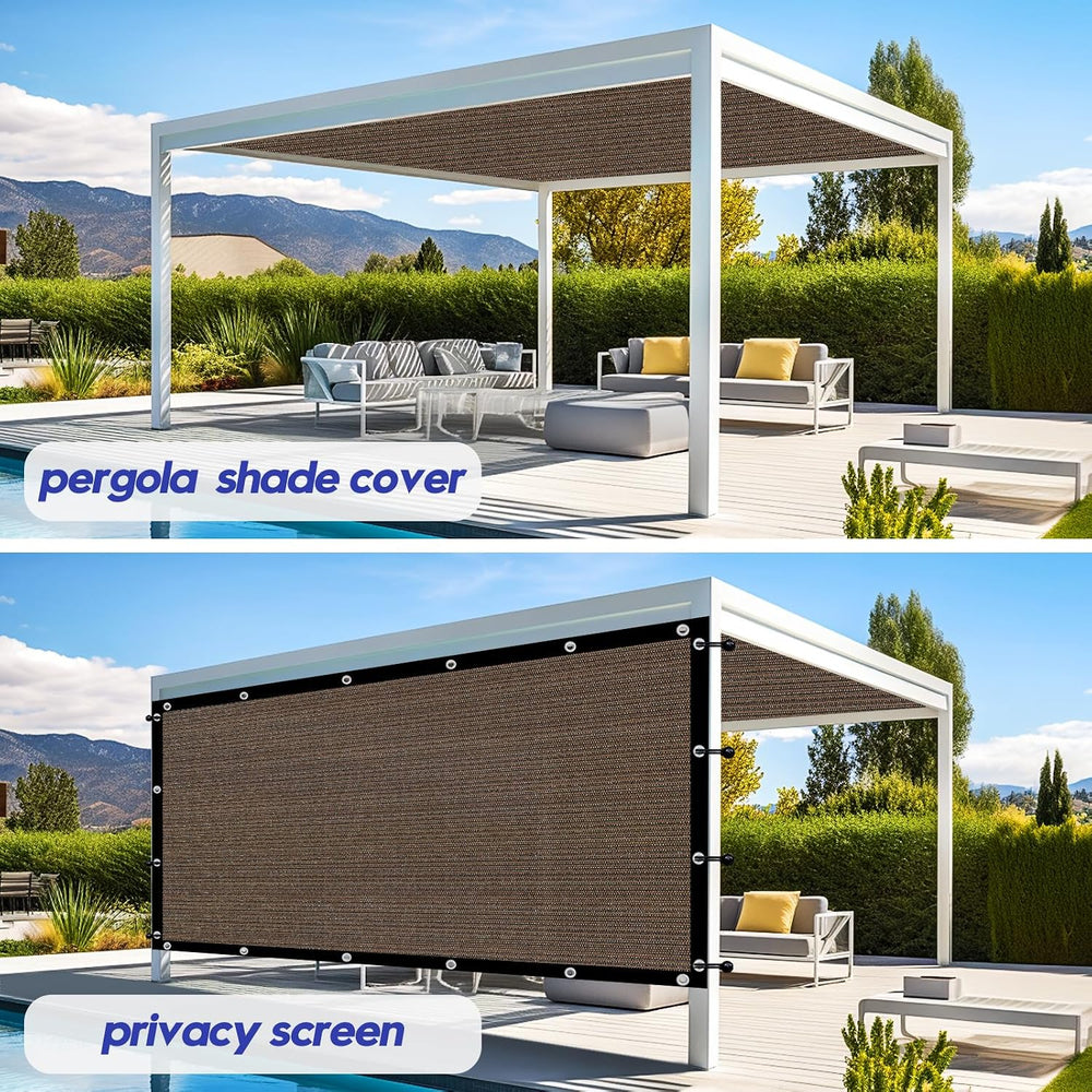 10' X 20' 90% Sun Shade Cloth Outdoor Patio Mocha Pergola Shades Cove...