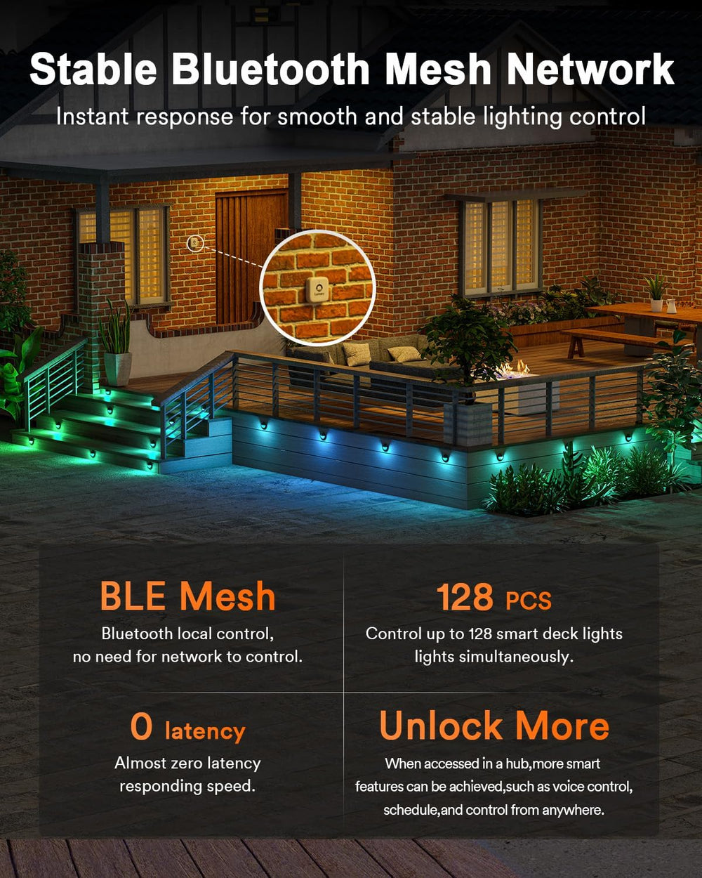Lumary Smart Low Voltage Deck Lights with Hub, IP65 Waterproof, 6 Pack