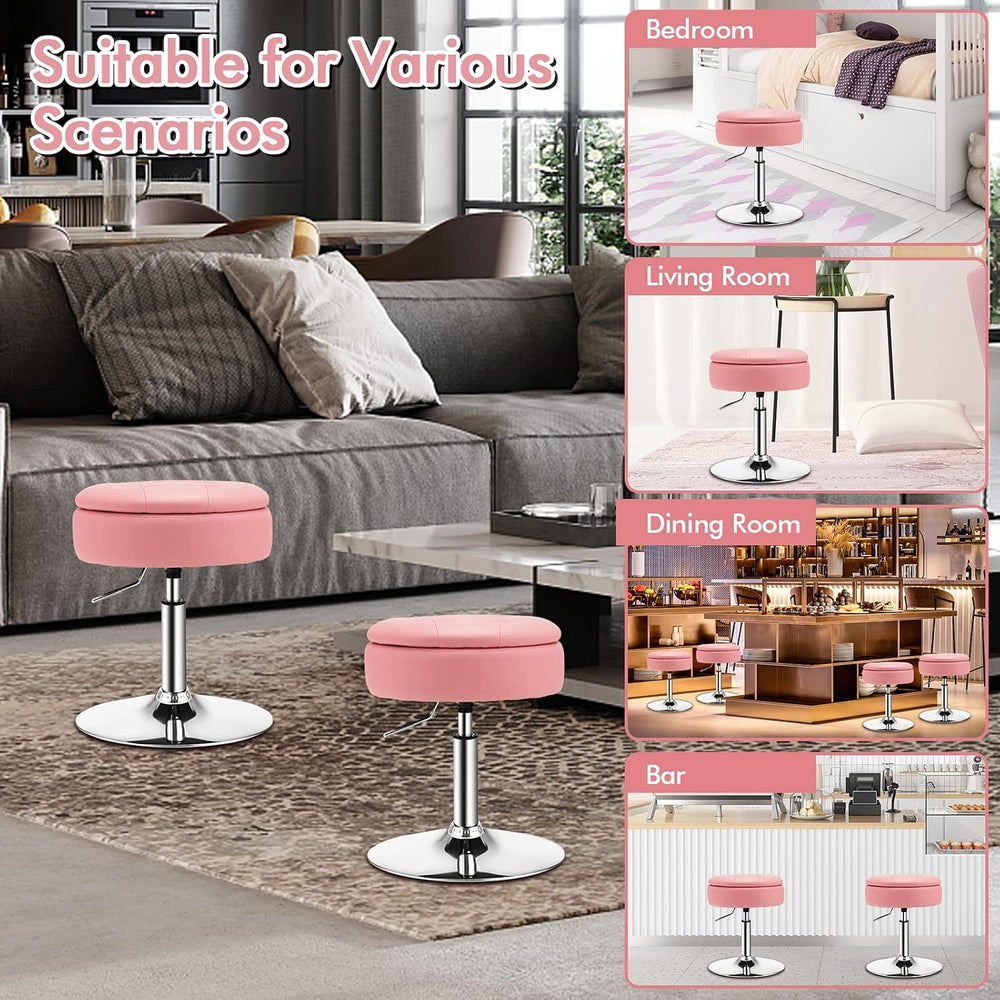 COSTWAY Adjustable Swivel Bar Stool Set of 2, Tufted PU Leather, 20-26 in H, ...