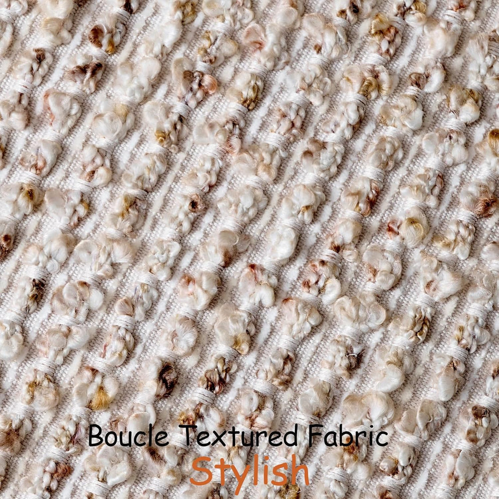DEZENE Striped Throw Pillow Covers 24x24 Set of 2 Beige Textured Boucle Chic ...