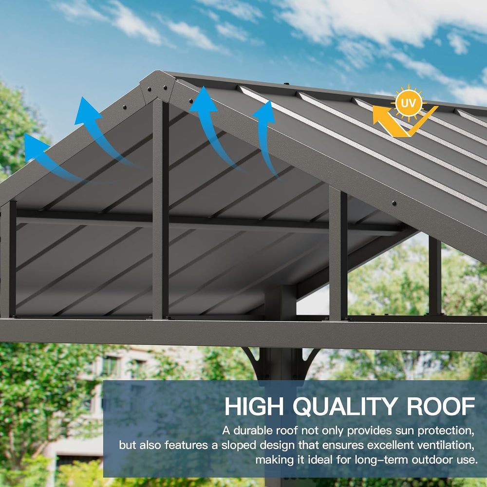 Kullavik 8'x5' Hardtop Grill Gazebo,BBQ Gazebo Canopy for Outdoor Grill