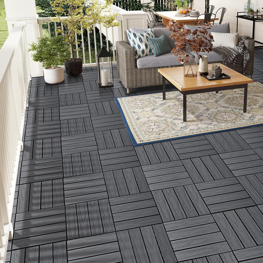 9 Pack Deck Tiles, 12''X 12'' Interlocking Deck Tiles All Wea...