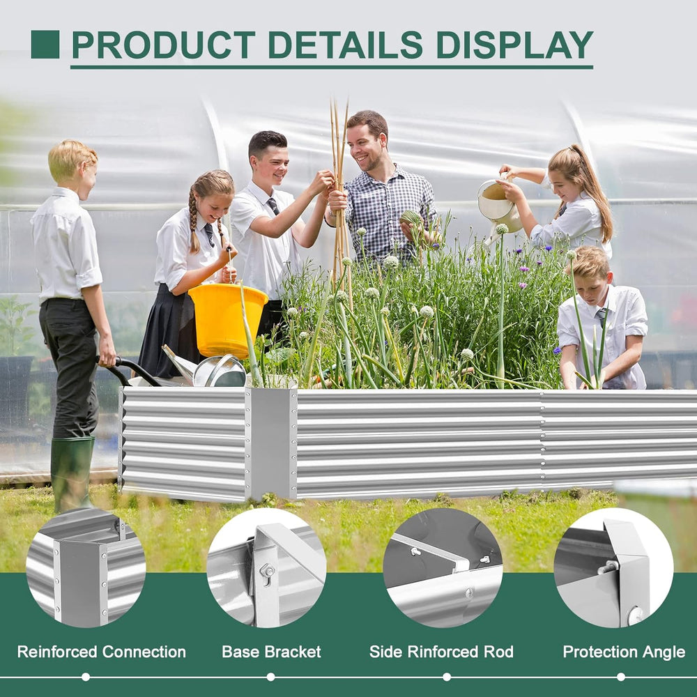 Land Guard 8×4×2 ft Galvanized Raised Garden Bed Kit, Galvanized Planter Rais...