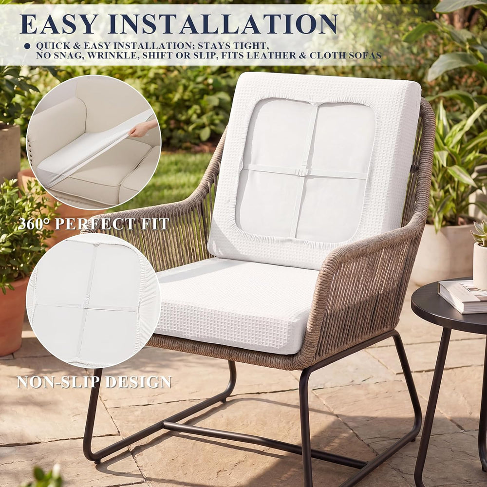 Outdoor Cushion Covers 8 Piece, Replacement Patio Cushion Covers, White