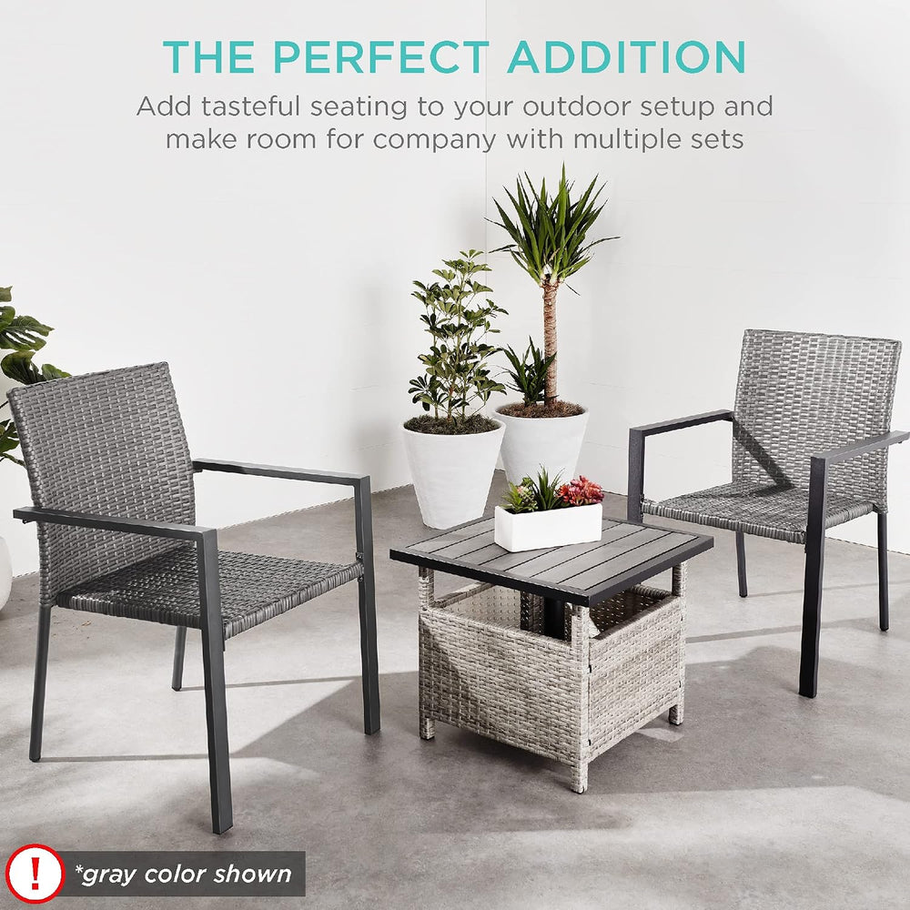 Best Choice Products Set of 2 Stackable Outdoor Wicker Dining Chairs All-Weat...