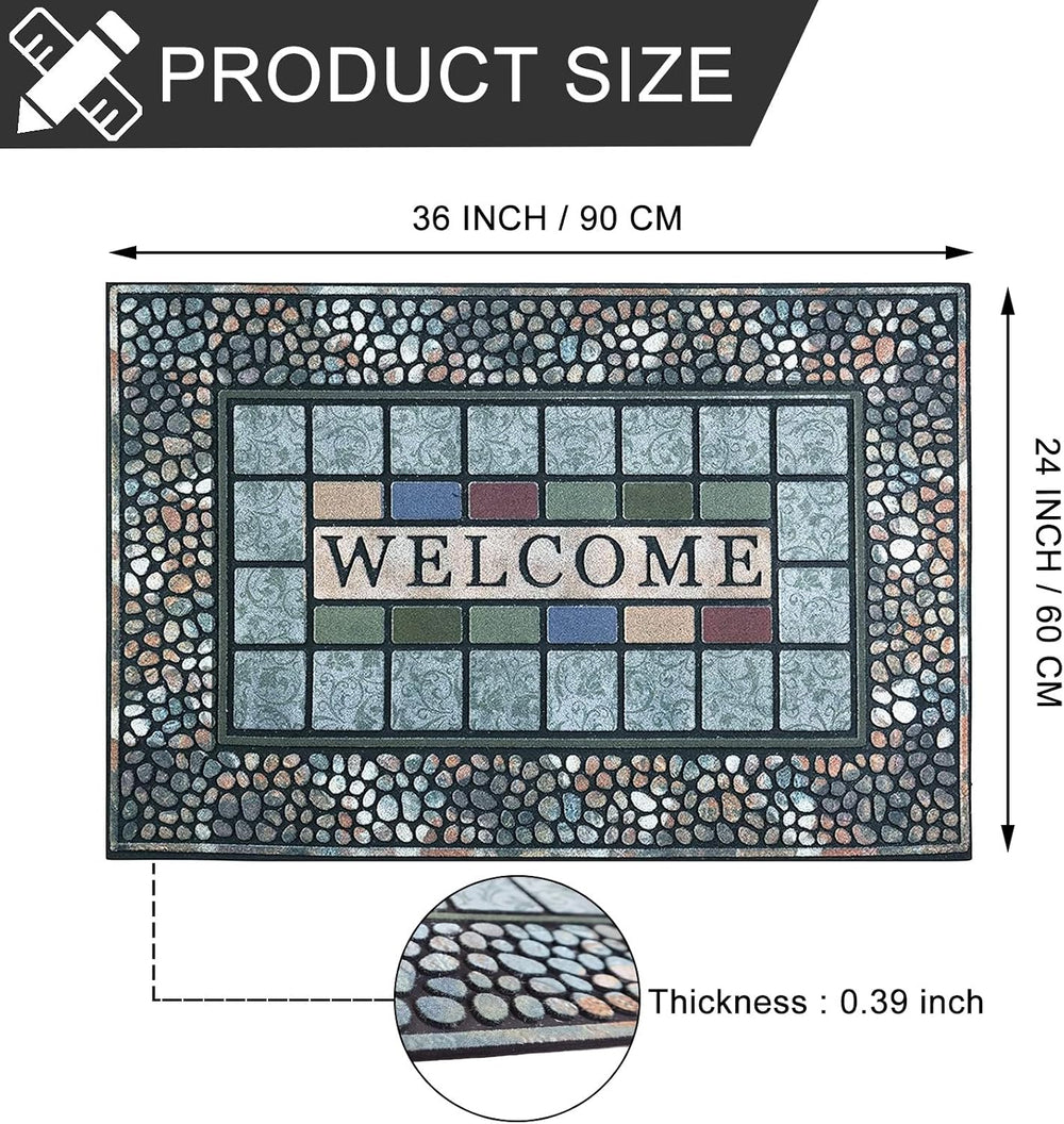CHICHIC Rectangle Entrance Door Mat Large 24 x 36 Inch Entry Way High Traffic...