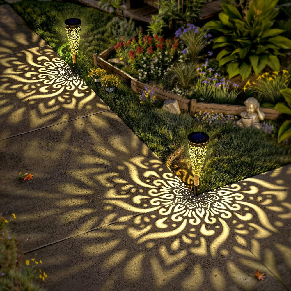 6 Pack Solar Lights Outdoor Garden Decorative Mandala Solar Garden Lights wit...