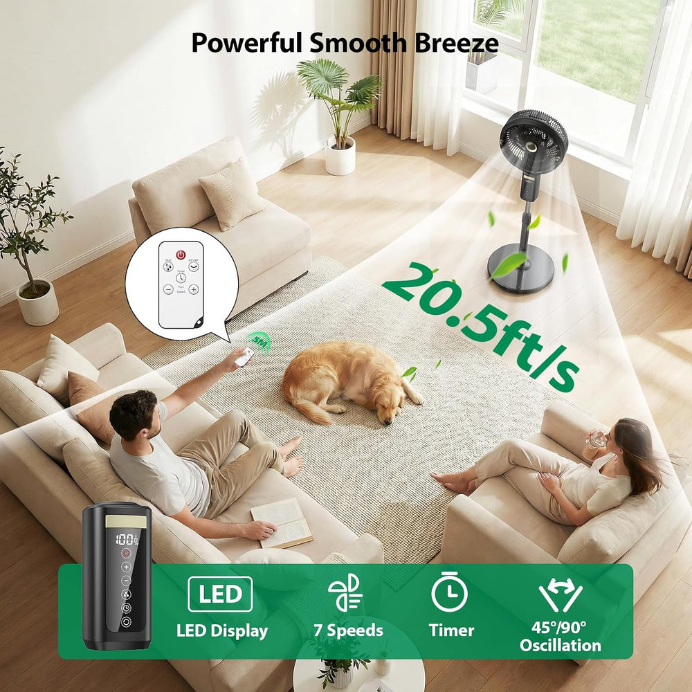 Ausic Outdoor Misting Fan for Patio, 【Max 50H】 Rechargeable Oscillating Fan