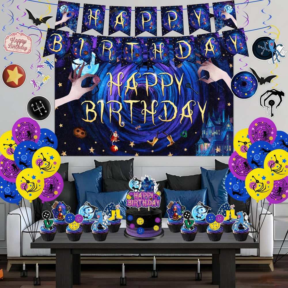 40Pcs Horror Birthday Party Decorations Blue Purple Theme Birthday Party Supp...