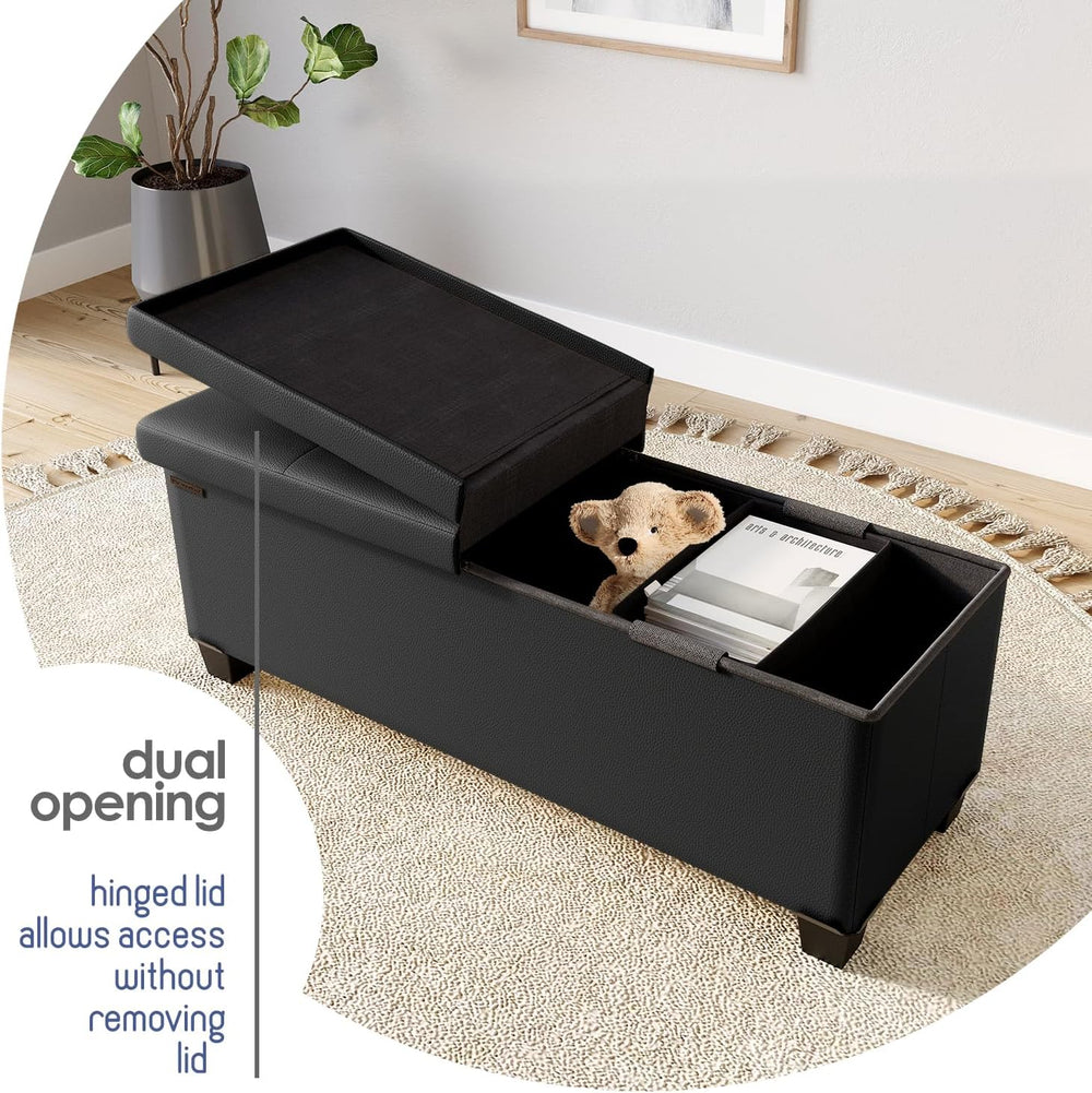 Storage Ottoman Bench with Bins, 43-in Storage Bench for Bedroom End of Bed, ...