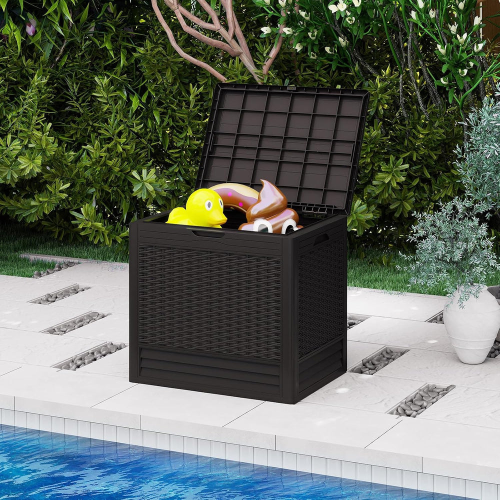 Tangkula 25 Gallon Waterproof Outdoor Storage Box with Lockable Lid