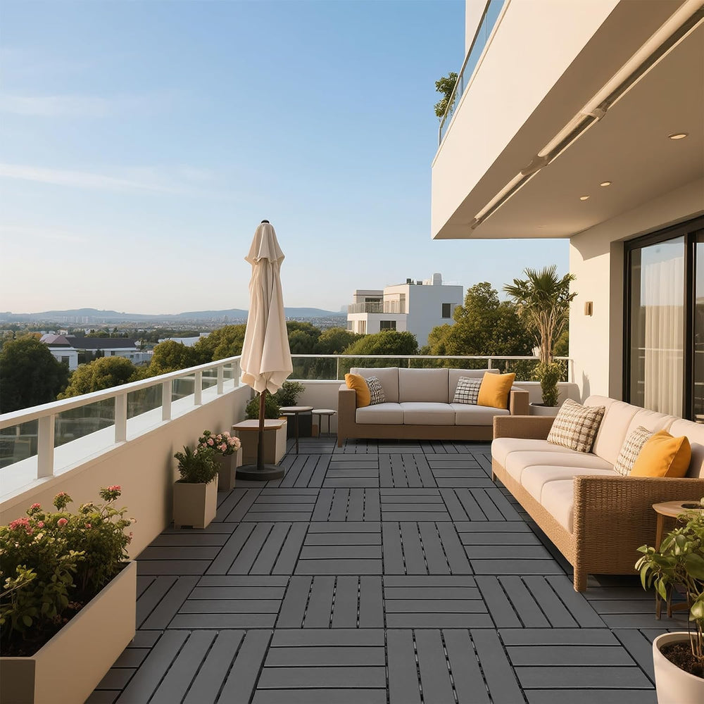 Plastic Interlocking Deck Tiles, 44 Packs Deck Tile Outdoor Waterproof All We...