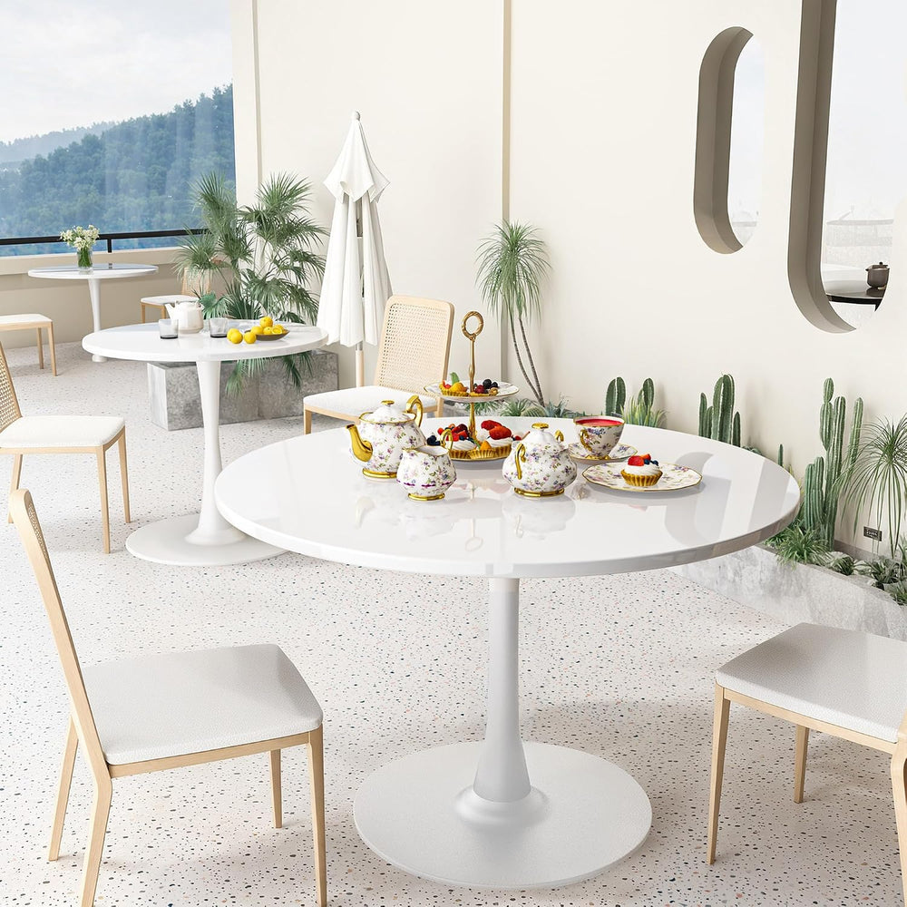 DKLGG White Round Dining Table, 39.1" Tulip Kitchen Dining Table for 4-5...