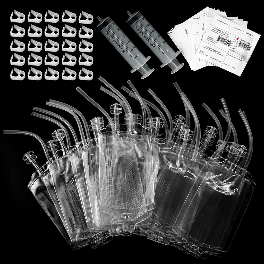 Garma 100 Pack Halloween Blood Bags for Drink, Reusable Drink Cups Containers...