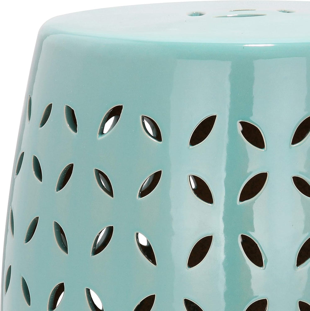 Safavieh Lattice Petal Ceramic Decorative Garden Stool, Robin's Egg Blue