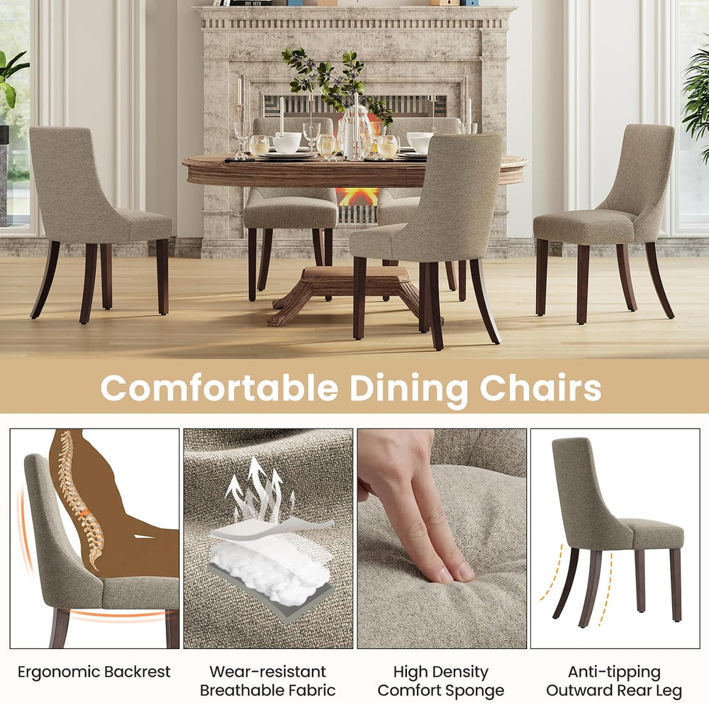 MALOL Wooden Dining Chairs Set of 6, Upholstered Kitchen & Dining Room Ch...