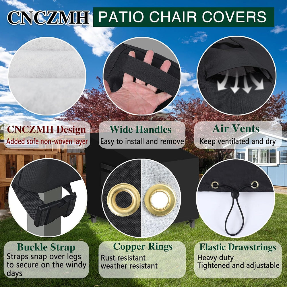 2 Pack Heavy Duty 600D Waterproof Patio Chair Cover 37Wx40Dx24H/30H