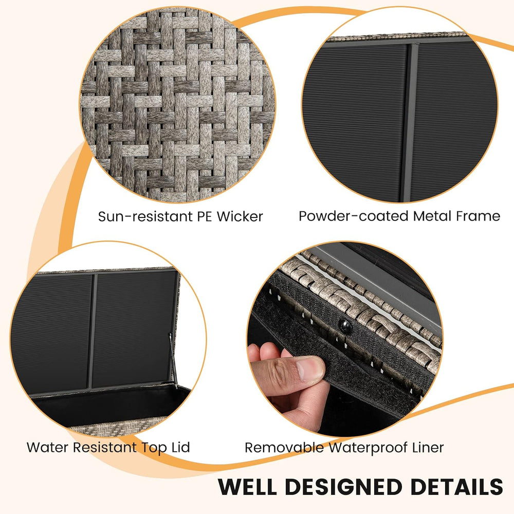 Giantex 96-Gallon Outdoor Storage Box - PE Wicker Deck Box with Lid, 4 Wheels...