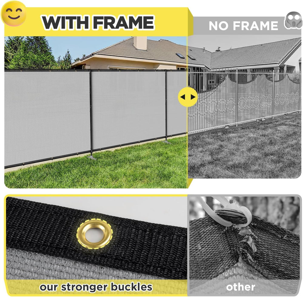 6' x 24' Gray Outdoor Privacy Screen Freestanding 240 GSM Privacy Fen...