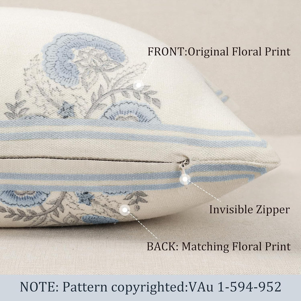 Vintage Floral 20x54 Lumbar Pillow Cover for Bed Pack of 1, Double-Sided Bota...