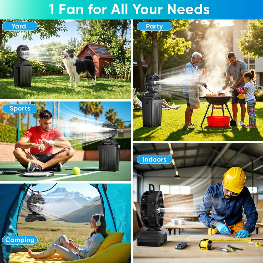 Portable Misting Fan for Outside, 70Hrs Camping Mister Fan,15L Cooling Fan wi...