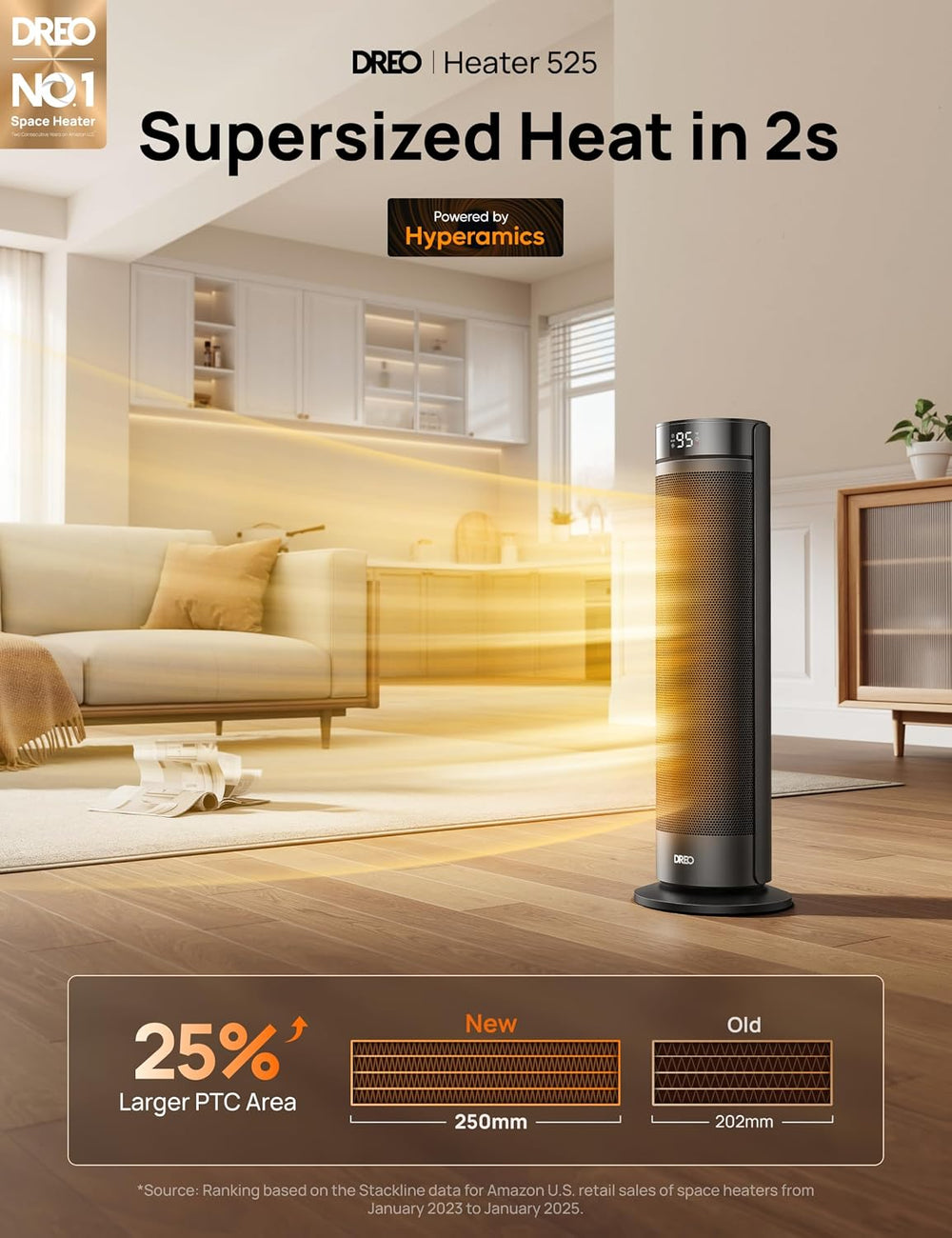 DREO Space Heater for Large Room, Safe Electric Heaters for Indoor Use