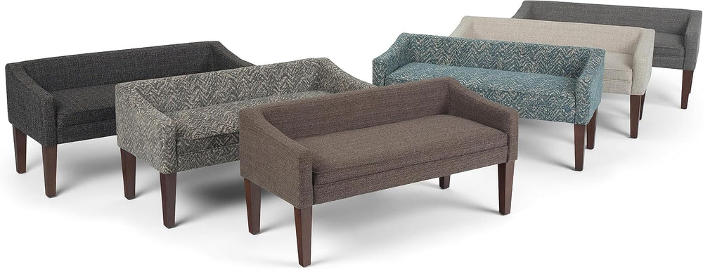 SIMPLIHOME Parris 50" Wide Upholstered Bench in Platinum