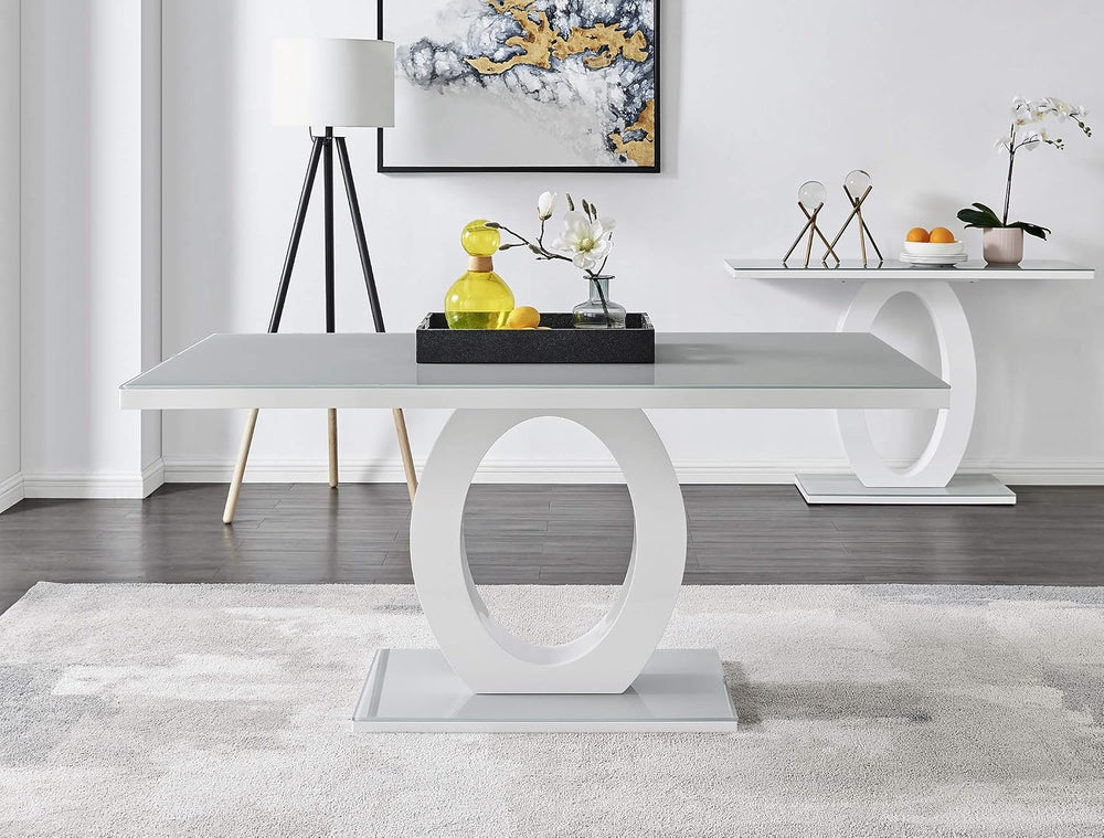 Furniturebox UK - Giovani Modern Stylish Grey/White High Gloss Glass Dining T...