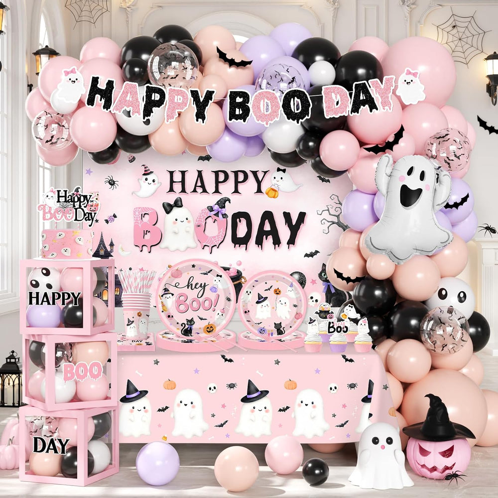 Pink Halloween Party Decorations Kit Halloween Happy Boo Day Birthday Party