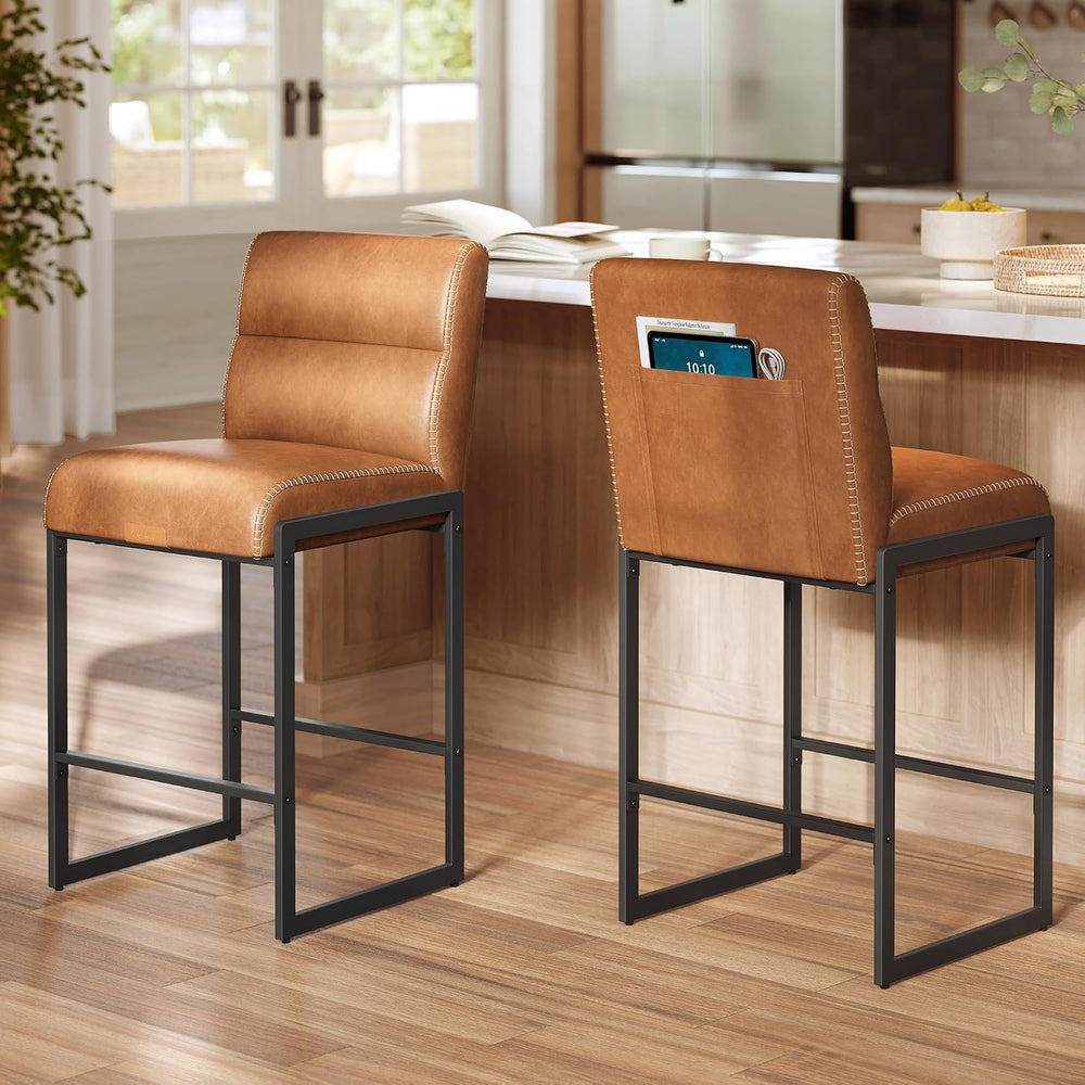 VASAGLE Bar Stools Set of 2, Counter Height Chairs with Backs, 26.4-Inch